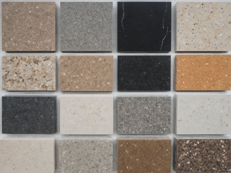 Professional stonemason working with granite slab